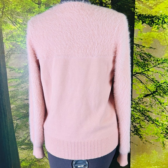 Textured Fuzzy Pink Sweater - Picture 3 of 5